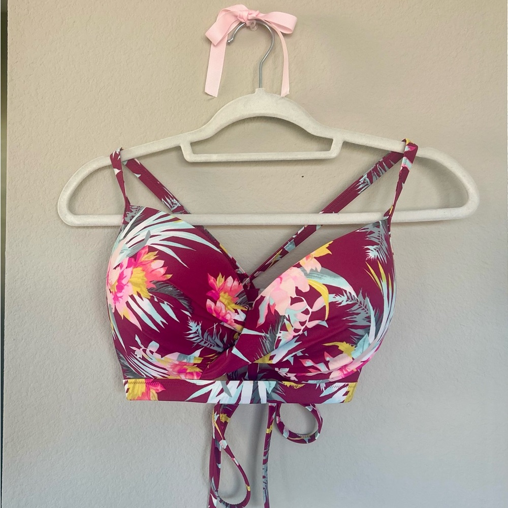Floral Bikini Top with Tie Detail - Picture 4 of 6